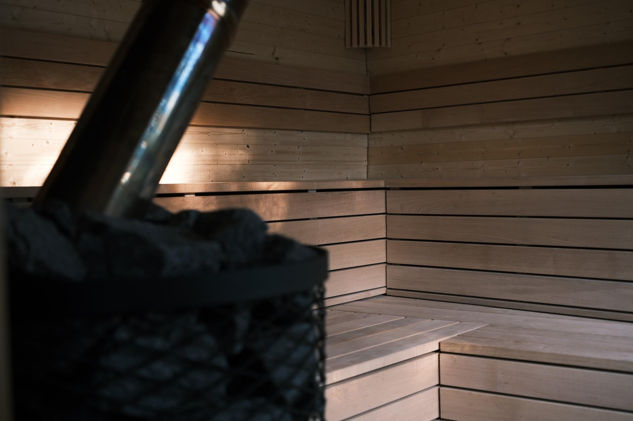 Szczegół drewnianej konstrukcji sauny